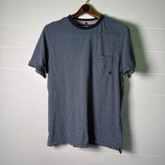 Relwen Men Knit T-Shirt Short Sleeves Navy & White Stripe Size 2X - Picture 1 of 5